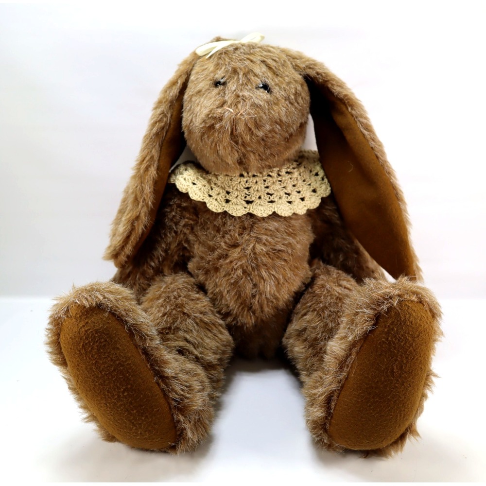 Vintage Easter Bunny Brown Rabbit Jointed Plush Stuffed Animal Bear Carol Dayton